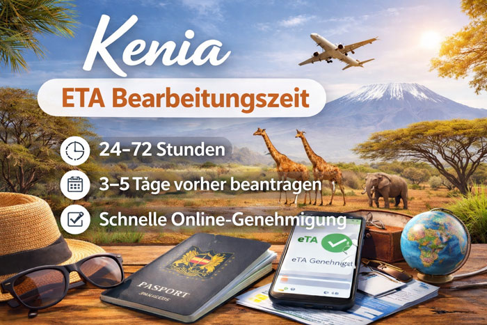 Kenia eTA Bearbeitungszeit 24 bis 72 Stunden Antrag vor Abreise