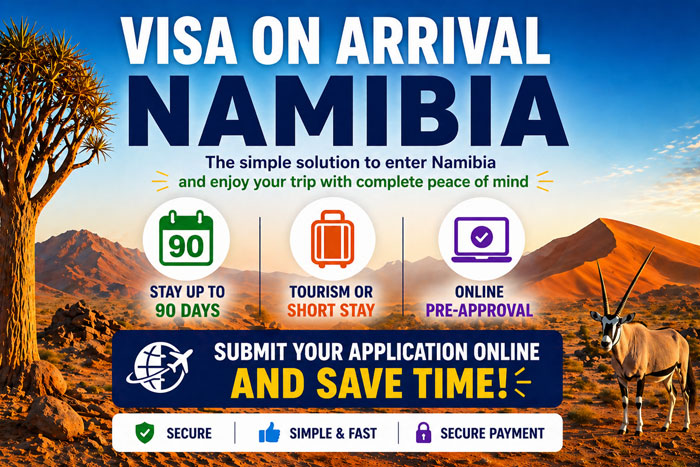Namibia visa on arrival: online pre-approval and stay of up to 90 days