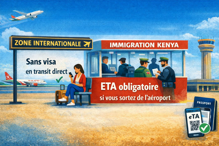 Visa Transit Nairobi : sans visa en zone internationale et eTA obligatoire si sortie de l'aéroport Kenya