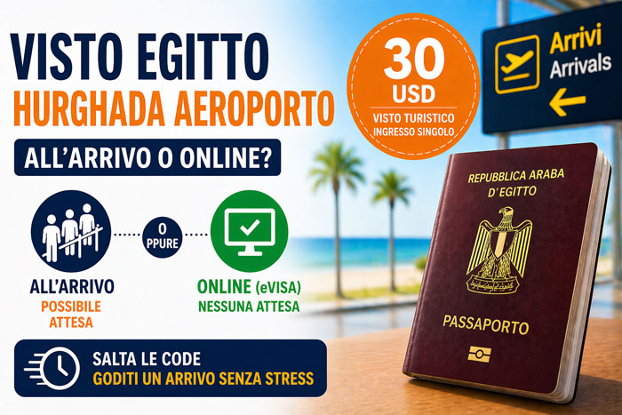 Visto Egitto in aeroporto di Hurghada: visto all’arrivo o visto elettronico online