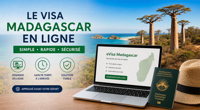 Demande du visa Madagascar en ligne (eVisa) avec un gain de temps à l'arrivée